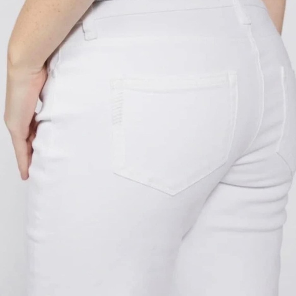 Anthropologie Paige Designer Optic White Denim Knee Shorts Bermudas Size 32 - Picture 5 of 7